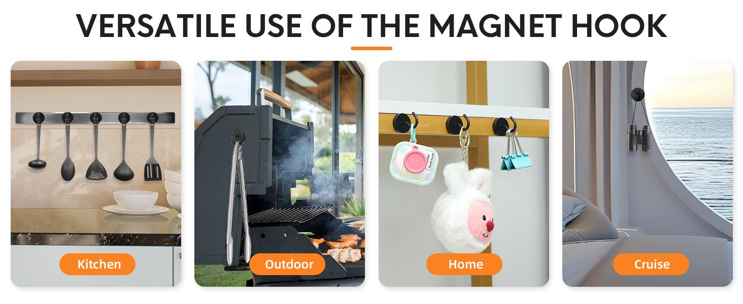 Neosmuk black magnetic hooks large opening