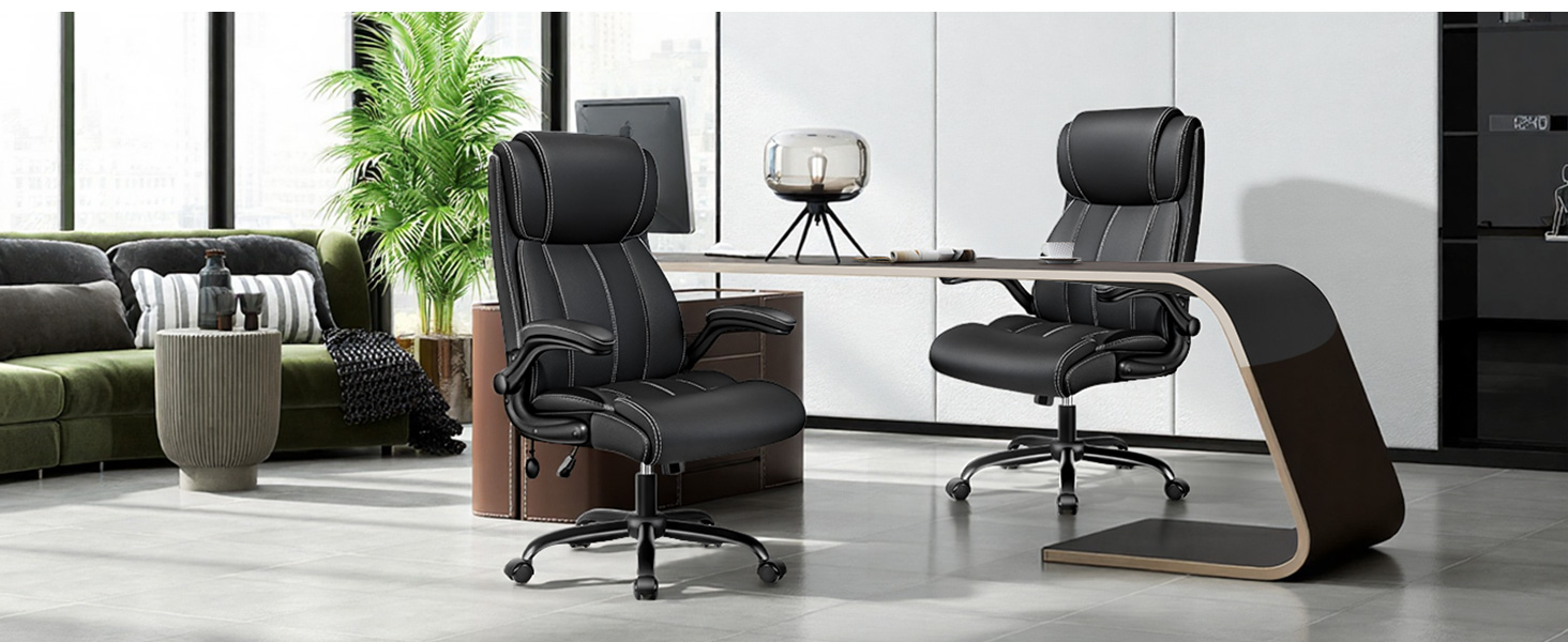 BESTFAIR Ergonomic Office Chair - Desk Computer Chair, Leather High Back Executive Chairs