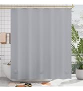AmazerBath Grey Shower Curtain Plastic, Thick PEVA Shower Curtain Grey, Heavy Duty Shower Curtain...