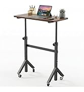 HUANUO 32'' Small Standing Desk with Wheels,28.7"-46.1" Heigh Adjustable Portable Rolling Desks,M...