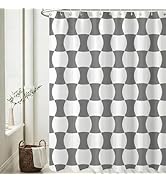 GKLEASG Grey Wave Checkered Shower Curtain, Vintage Boho Mid Century Modern Retro Aesthetic 70S B...