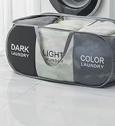 Collapsible Laundry Basket Durable Pop Up Hamper with 2 Compartments for Sort and Storage, Portab...
