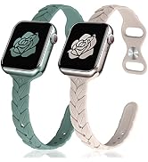 JR.DM 2 Pack Engraved Silicone-Bands Compatible with Apple Watch Band 38mm 40mm 41mm 42mm 44mm 45...