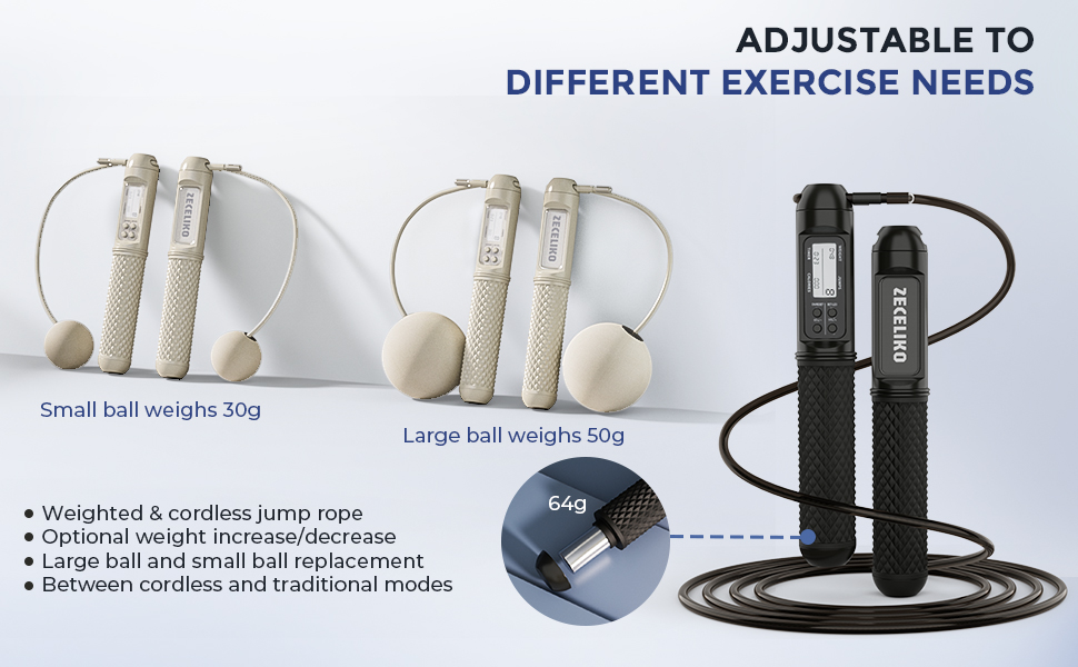 Smart Jump Rope with LED Display and Jump Counter, Weighted Cordless Design