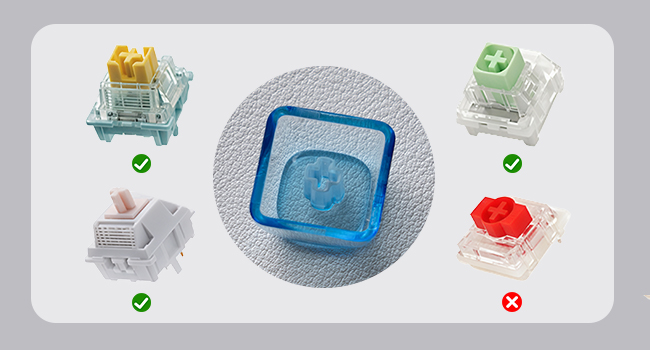 Quick to fit on Cherry MX and most MX switches