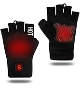 uncn Heated Gloves Fingerless for Women Man Work Touchscreen Gloves for Winter Cold Weather Recha...