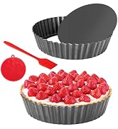 Quyimy 2 Pack 9.5 Inch Tart Pan Pie Pan, Heavy Duty Deep Quiche Pan with Removable Bottom, Nonsti...