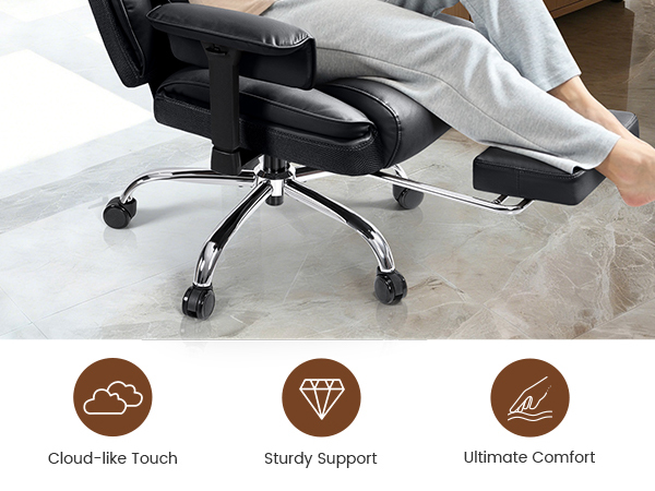 Big and Tall Office Chair for Heavy People 400 LBS Executive Chair with High Back &amp; Footrest