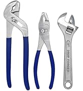ULTRA STEEL 3-Piece Adjustable Wrench Set, 10 Inch Groove Joint, 8 Inch Slip Joint, 8 Inch Adjust...