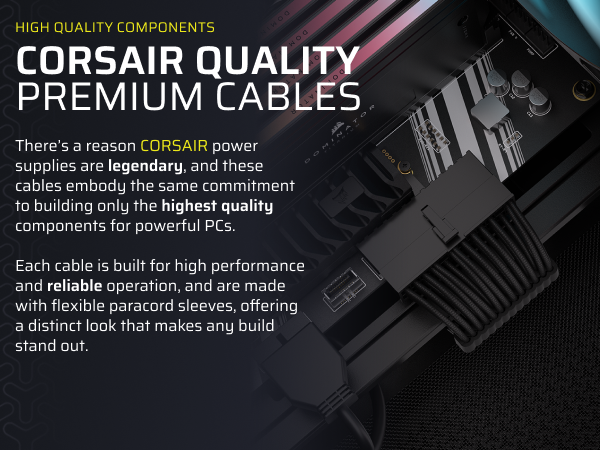 corsair elite premium PSU cables; individual sleeved cables; paracord; modular PC power supply