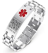 Theluckytag Upgraded Medical Bracelets Men Women with QR Code Medical Alert ID Bracelets - Titani...
