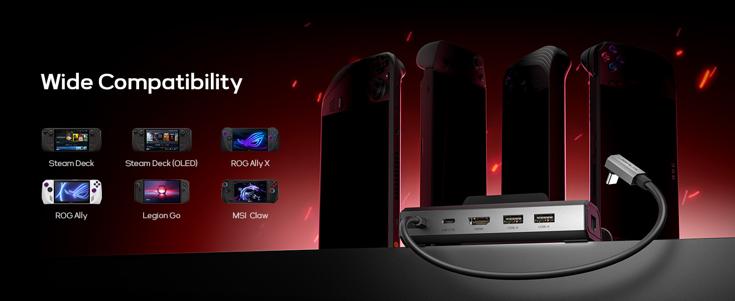 STEAM DECK OLED DOCK ROG ALLY X DOCK LEGION GO S DOCK MSI CLAW DOCKING STATION
