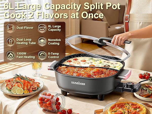 6L Electric Hot Pot with Divider