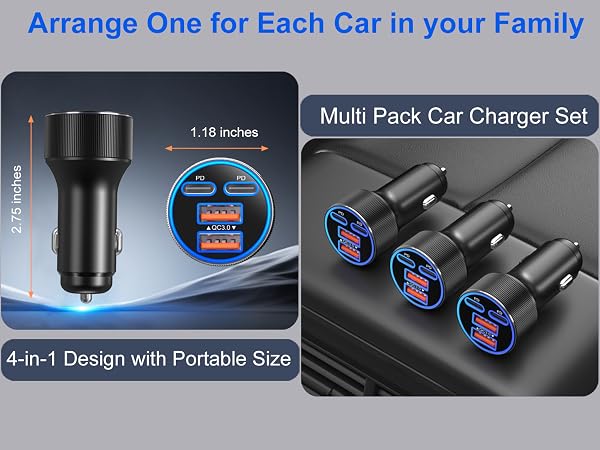 usb-c-car-charger-pack-bundle-wholesale for familes have more than one car