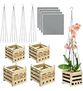 WHXGG 4 Sets Wooden Orchid Wall Planters Wood Orchid Hanging Planter with Hangers Wooden Plant Ha...