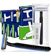 MAGDIY 60 Pack Disposable Razors Bulk with Shaving Cream (10g) for Men, Shaving Kit for Men, Twin...