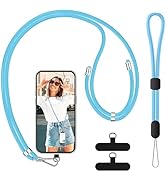 SS Cell Phone Lanyard, Adjustable Phone Lanyard Crossbody Neck Strap &amp; Phone Wrist Strap with 2 P...