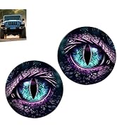 Diamall 2 PCS Beast Eyes Headlight Decals, 3D Stereo Beast Eyes Stickers, Cool Round Light Decals...