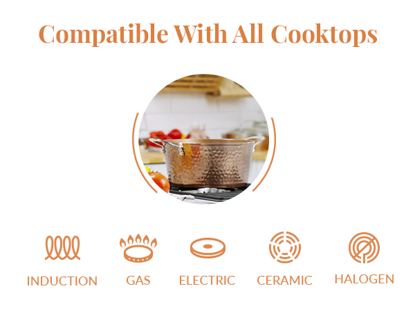 Hammered Non Stick Frying Pans Nonstick Frying Pan with Lid, Nonstick Pan Ceramic Pan Copper