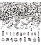 PH PandaHall 200pcs 20 Styles Tibetan Spacer Beads Antique Silver Barrel Spacers Tube Beads Metal...