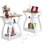 WLIVE End Table Set of 2 with Charging Station, Side Tables with USB Ports and Outlets, Nightstan...
