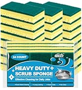 HOMEXCEL Sponges Kitchen 24pcs, Heavy Duty Sponges for Dishes, Scrub Cleaning Sponge for Non-Coat...