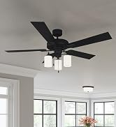 Design House 157362-BLK Aubrey 52-Inch Traditional Indoor Tri-Mount Ceiling Fan with Light Kit, R...