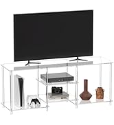 Eglaf Acrylic 55 Inch TV Stand - 3-Tier Entertainment Center - Clear TV Console Table with Open S...