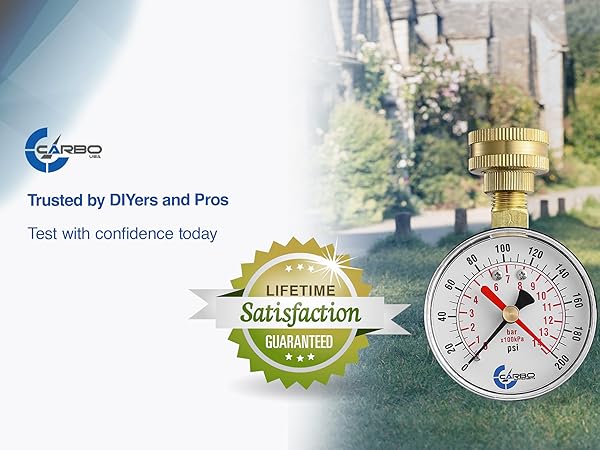 2.5" pressure gauge clear in low light clear in rain 0-200 PSI, red max pointer, rust-free, outdoor