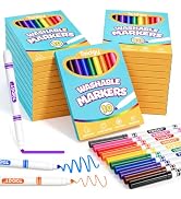 24 Pack Washable Markers Bulk with 10 Colors for Kids, School Supplies | Fine Line Marker with Co...