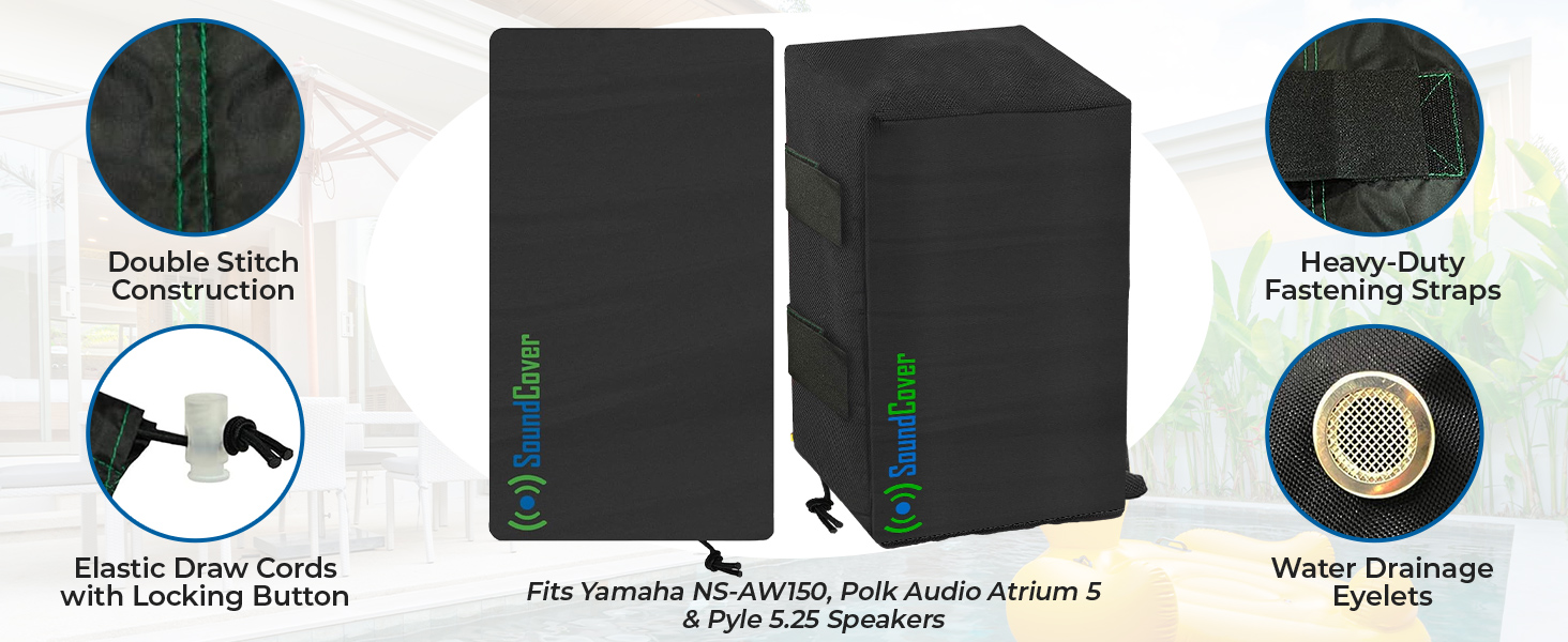 outdoor speaker covers heavy duty water sun sand protection UV 50 snug fitting dust double stitch