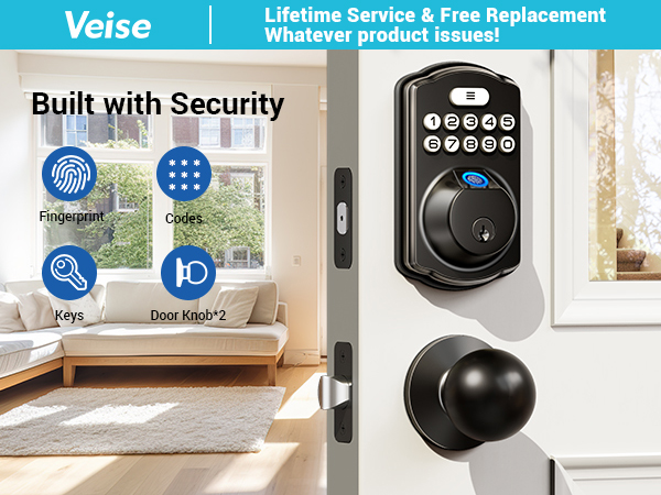 keyless entry door lock with knobs