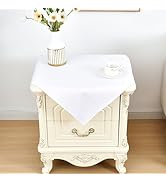 Nacuci Small Square Tablecloth 24x24 Inch Washable Polyester Side Table Cloth Solid White Heavy D...
