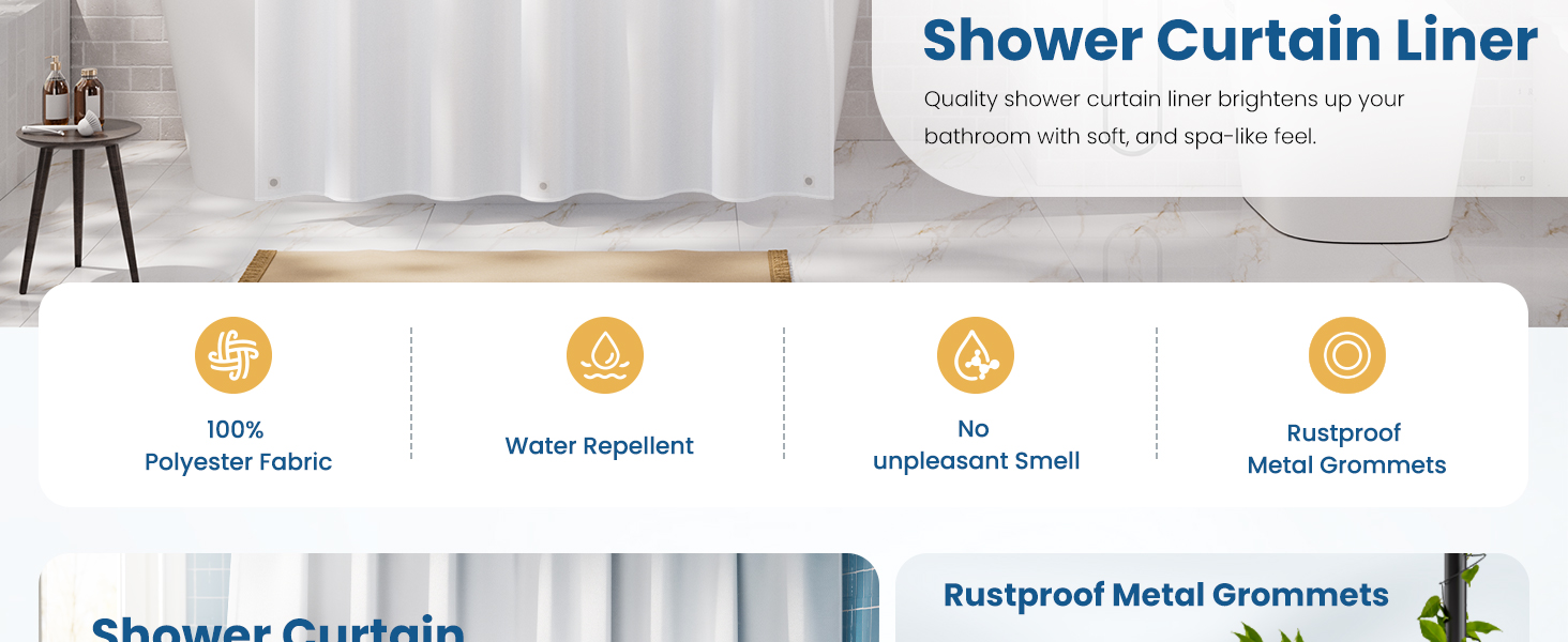 water repellent fabric shower liner