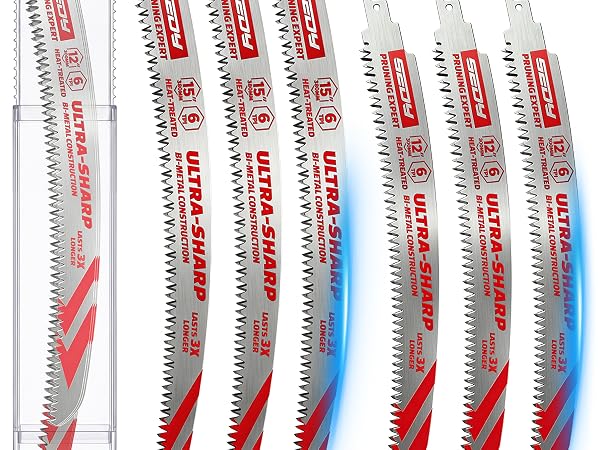6-Piece Japanese Teeth Reciprocating Saw Blade Set, Arc Edge Wood Pruning Saw Blades, 6TPI for Tr...