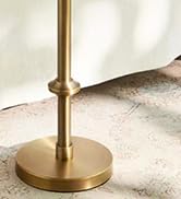 Adjustable-Height Marble Drink Table - 10x10x22-30, Black Marble &amp; Antique Brass, Modern Round En...
