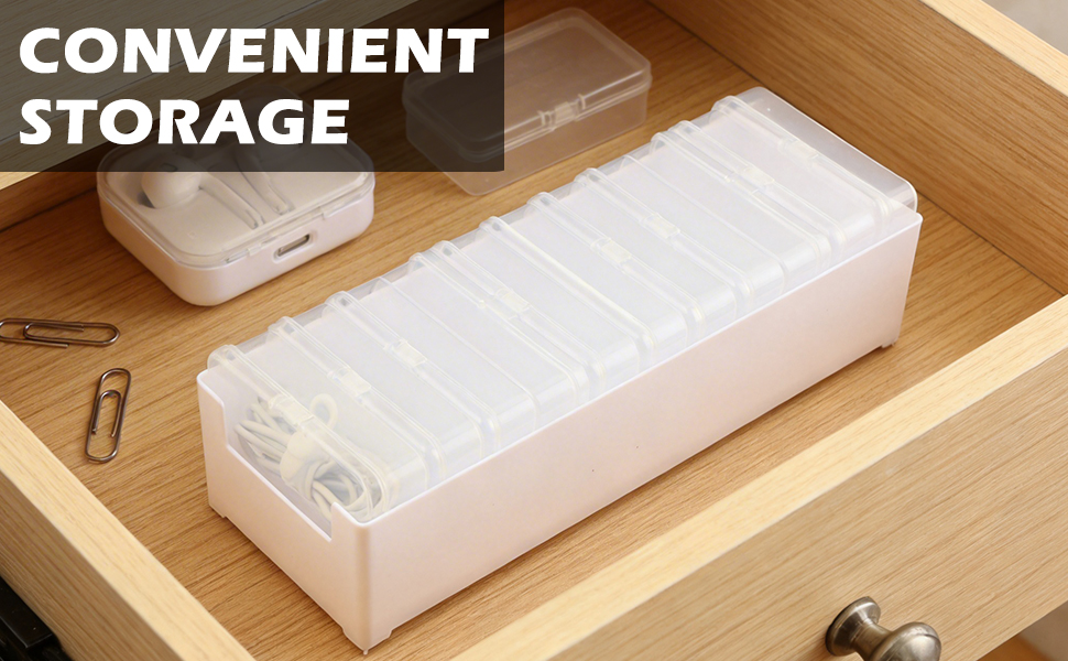 Cable Organizer Storage Box with 12 Wire Ties