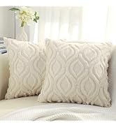 decorUhome Decorative Throw Pillow Covers 18x18, Soft Plush Faux Wool Couch Pillow Covers for Hom...