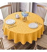 Smiry Round Table Cloth, Waterproof Heavy Duty Vinyl Tablecloths, Wipeable Washable Table Cover f...