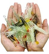 DAMIDEL 30Pcs Simulation Fishing Soft Plastic Lures Bait Kit, Lumionous Shrimp Lures Set, Univers...
