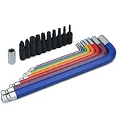 JU JIAN TEC 20-Piece Rainbow Ball End Hex Key Set, 9PC Color-Coded Allen Wrenches 1.5-10mm &amp; 10PC...