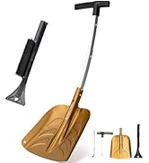 OneTigris Snow Shovel, Collapsible Aluminum Alloy with Ice Scraper Brush - Portable Folding Shove...
