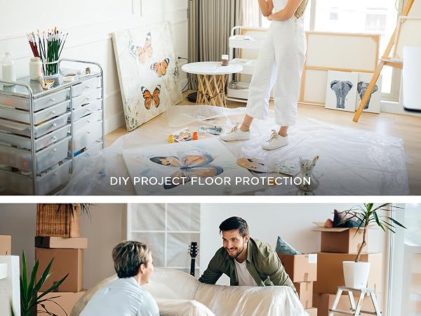 Plastic Drop Cloths for Painting, Plastic Sheeting Painting Supplies, Dust Cover for Furniture