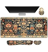 ARTSO Desk Mat Set - Extended Gaming Mouse Pad with Wrist Rest Support + Keyboard Wrist Rest + La...