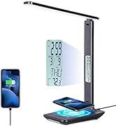 10W LED Desk Lamp with Wireless Charger,Touch Control Desk Light with USB Charging Port,Stepless ...