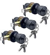 JO.KO Door Knob with Lock and Key Round Ball Lock Interior/Exterior Door Knob for Bedroom Or Bath...