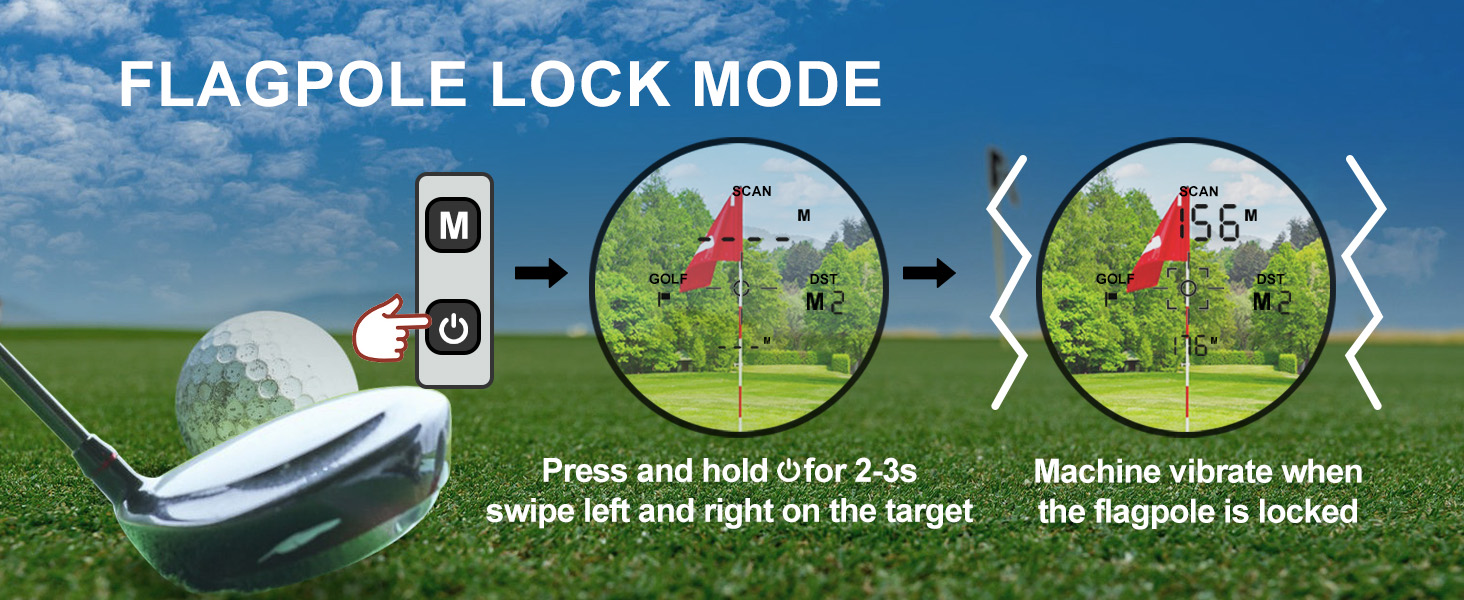 Golf Rangefinder with Flag Pole Locking Vibration