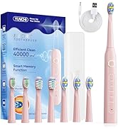 YUNCHI Electric Toothbrush Pink, Battery Toothbrush for Adults, Rechargeable Toothbrushs-8 Brush ...