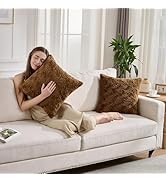 HKMR Faux Fur Fluffy Pillow Cases,Set of 2 Decorative Throw Pillow Cover,Ultra Soft Furry Pillow ...
