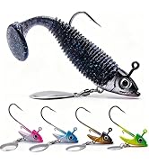 FishTrip Underspin Jig Heads Hooks - 1/4 oz,3/8 oz,1/2 oz Swimbait Jig Head with Spinner Blade fo...